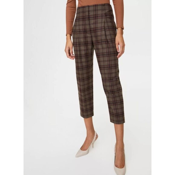 Aritzia WILFRED Chambery Grey Check Wool Cashmere Pleated Trouser Pants, Size 4 - Picture 12 of 15